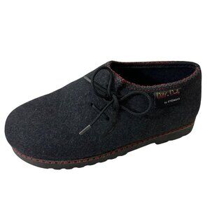 Wild N’ Wooly By Stegmann Lace Up Black Felt Wool Shoe Mule Clogs Size 8 Womens